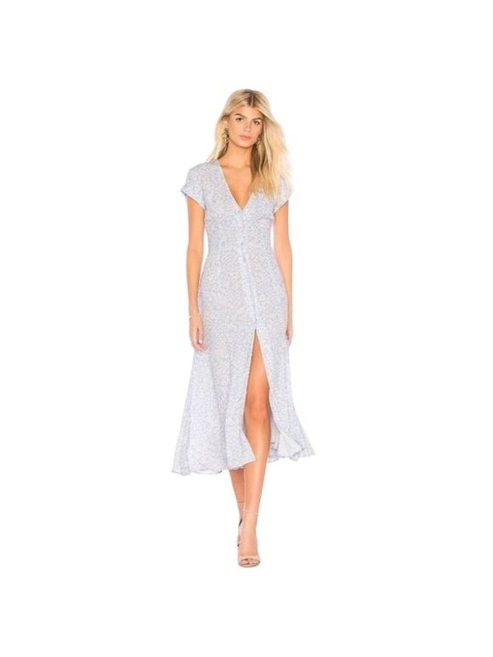 Revolve Capulet Womens Blue Floral Elie Button Down Midi Dress Size XSmall